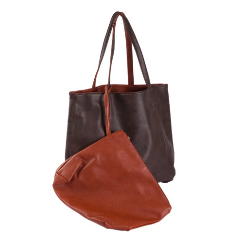 Geanta piele ecologica maro Model GFE003