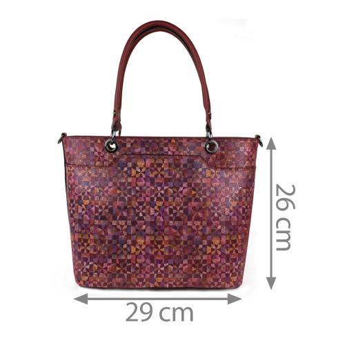 Geanta piele marsala/multicolor GF1002