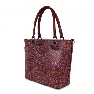 Geanta piele marsala/multicolor GF1002