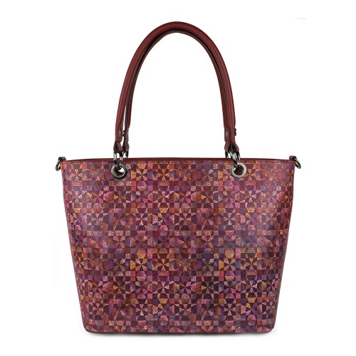 Geanta piele marsala/multicolor GF1002