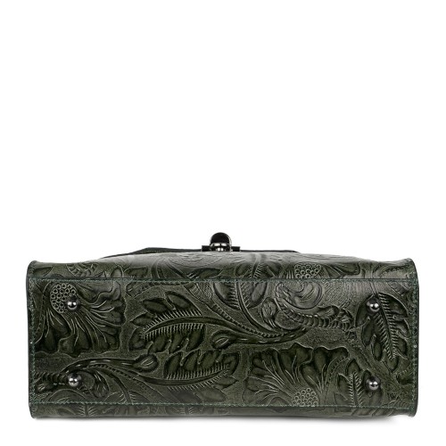 Geanta piele verde imprimeu GF1012