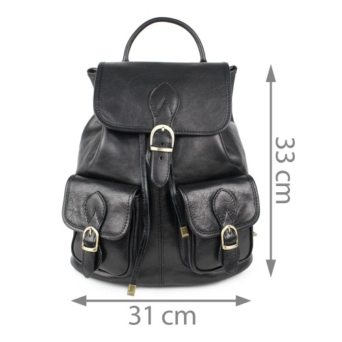 Rucsac unisex piele neagra GF1013
