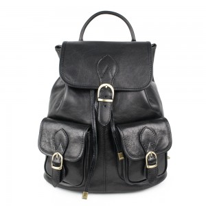 Rucsac unisex piele neagra GF1013