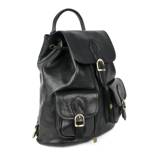 Rucsac unisex piele neagra GF1013
