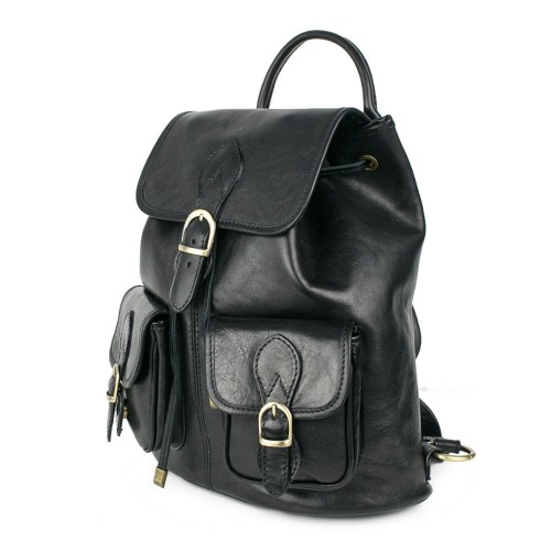 Rucsac unisex piele neagra GF1013
