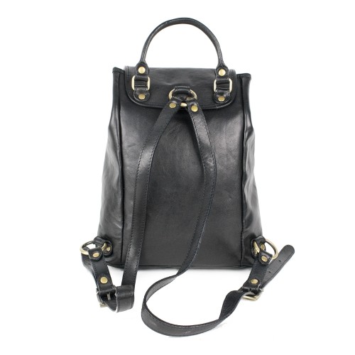 Rucsac unisex piele neagra GF1013