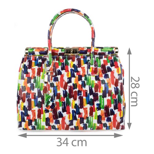 Geanta piele naturala imprimeu multicolor GF1046