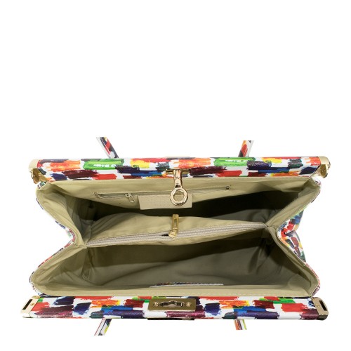 Geanta piele naturala imprimeu multicolor GF1046