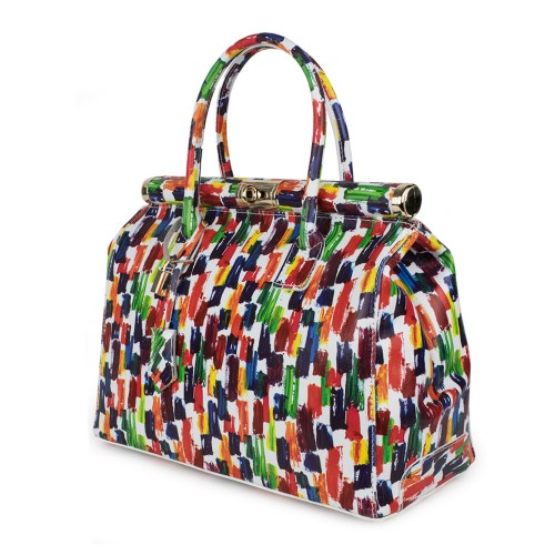 Geanta piele naturala imprimeu multicolor GF1046