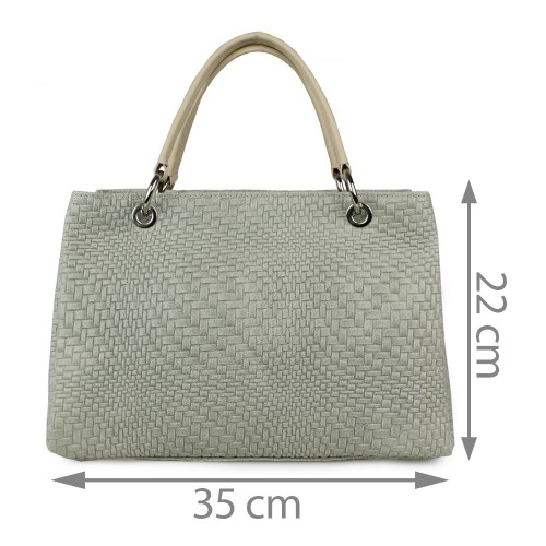 Geanta piele crem impletita GF1071