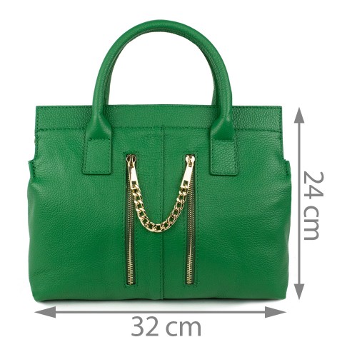 Geanta piele naturala verde GF1117