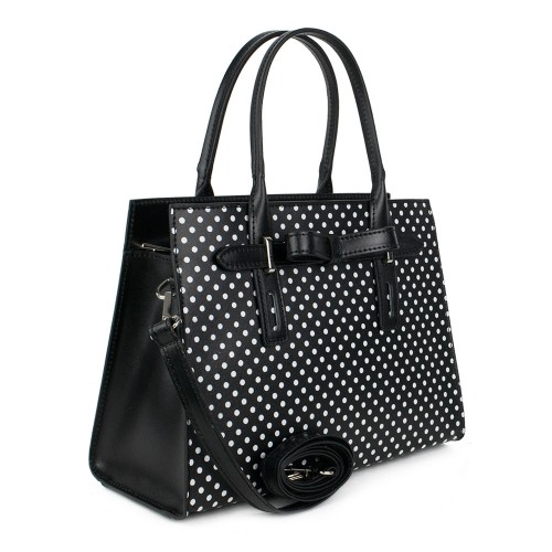 Geanta piele neagra cu buline GF1120