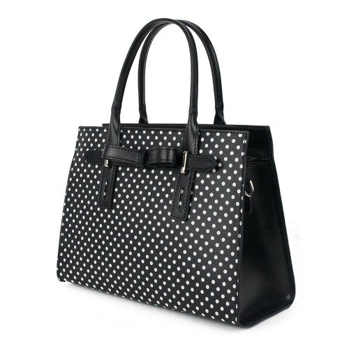 Geanta piele neagra cu buline GF1120