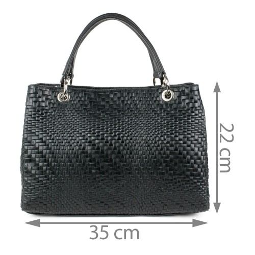 Geanta piele neagra impletita GF1148