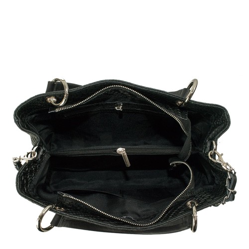 Geanta piele neagra impletita GF1148