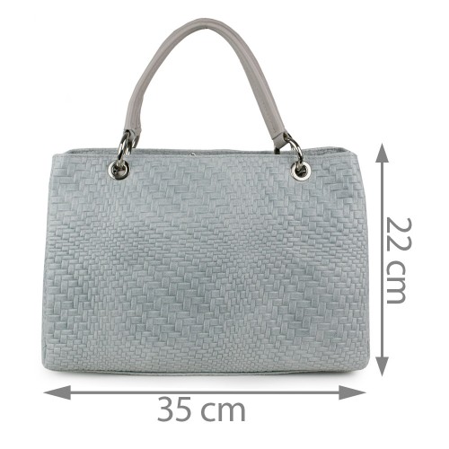 Geanta piele gri impletita GF1149