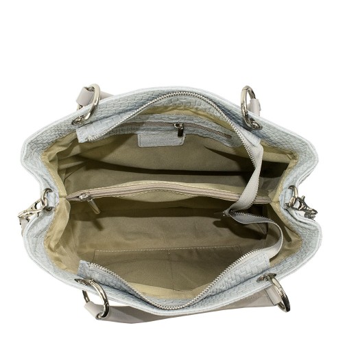 Geanta piele gri impletita GF1149