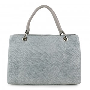Geanta piele gri impletita GF1149