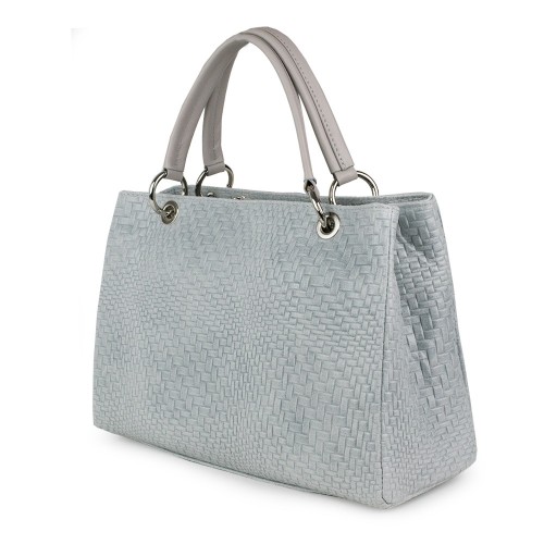 Geanta piele gri impletita GF1149