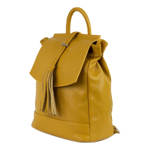 Rucsac piele galben mustar cu ciucuri GF1177