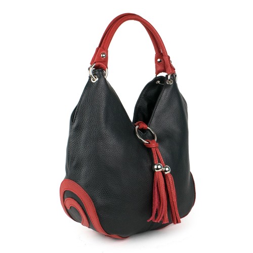 Geanta piele neagra cu ciucuri GF1197