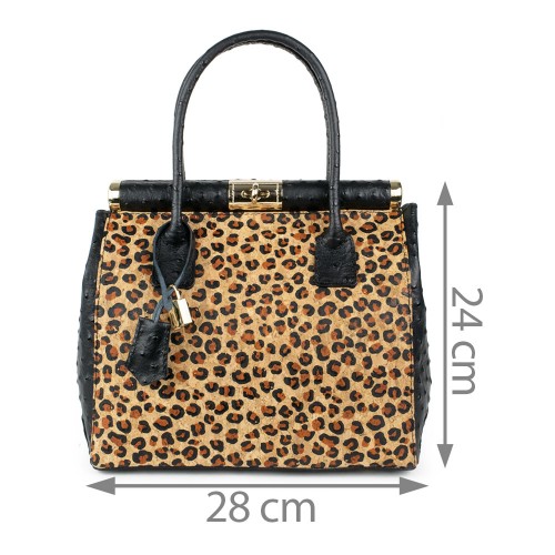 Geanta piele neagra animal print GF1223