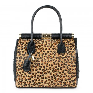 Geanta piele neagra animal print GF1223