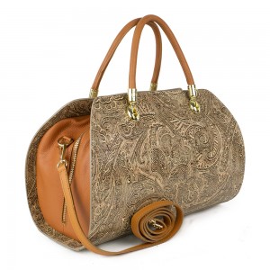 Geanta piele imprimeu paisley/maro GF1226