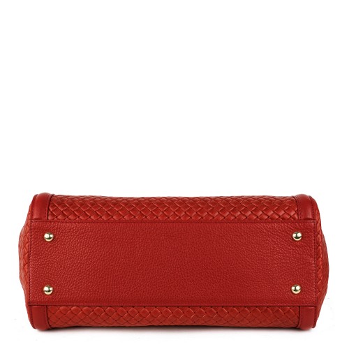Geanta piele rosie impletita GF1228