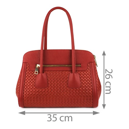 Geanta piele rosie impletita GF1228