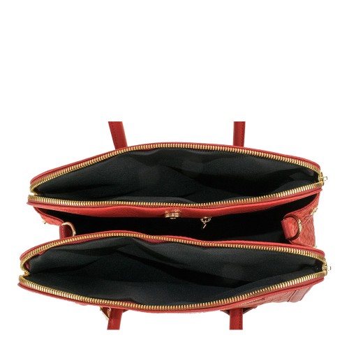 Geanta piele rosie impletita GF1228