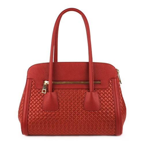 Geanta piele rosie impletita GF1228
