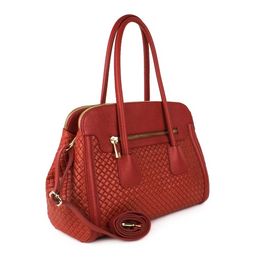 Geanta piele rosie impletita GF1228