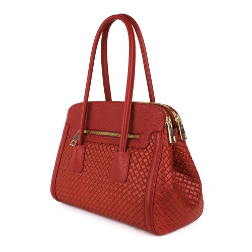 Geanta piele rosie impletita GF1228