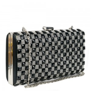 Plic negru cu strasuri argintii GF1246