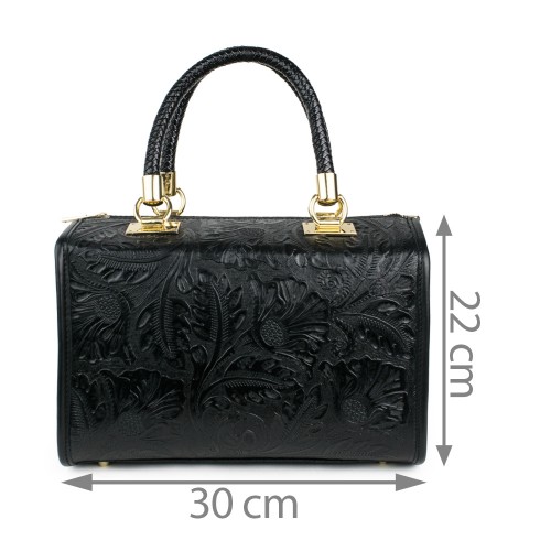 Geanta piele neagra imprimeu GF1251