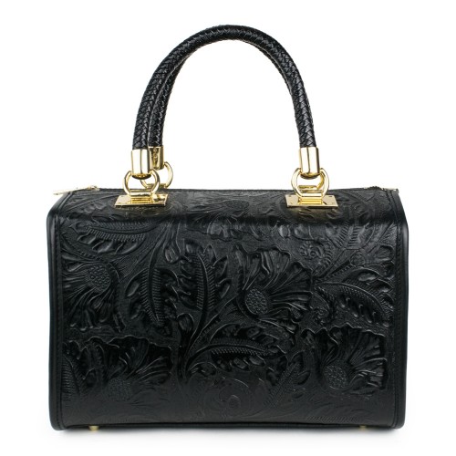 Geanta piele neagra imprimeu GF1251