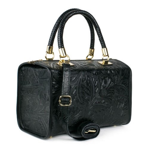 Geanta piele neagra imprimeu GF1251