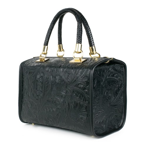 Geanta piele neagra imprimeu GF1251