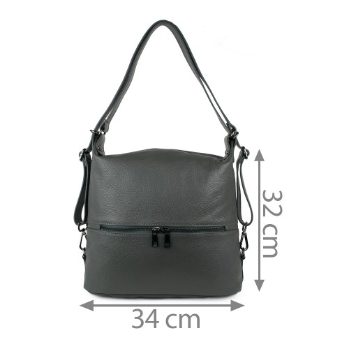 Geanta piele gri inchis tip rucsac GF1268