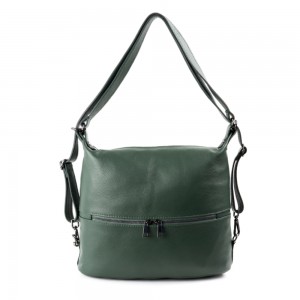 Geanta piele verde tip rucsac GF1271