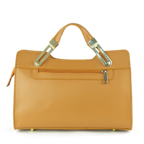 Geanta piele camel imprimeu leopard GF1311