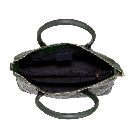 Geanta piele verde inchis imprimeu GF1318