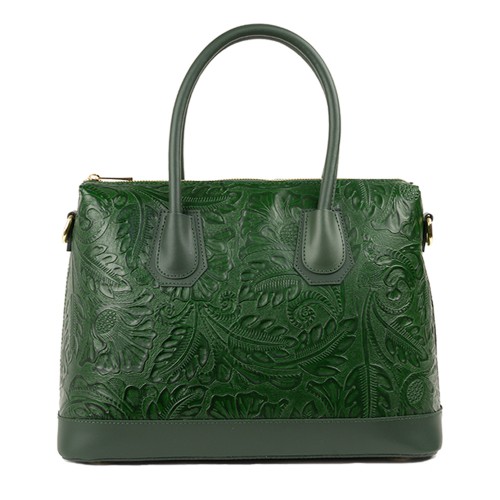 Geanta piele verde inchis imprimeu GF1318