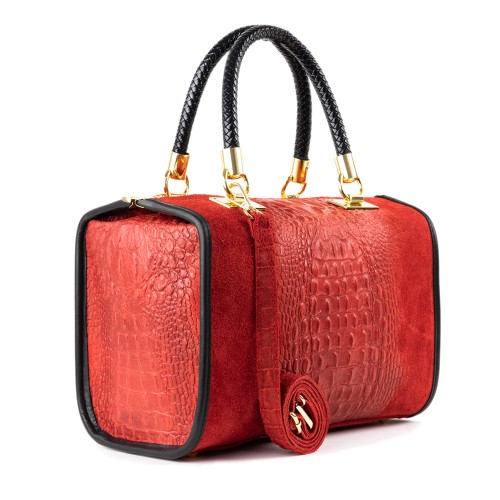 Geanta piele rosie imprimeu GF1327