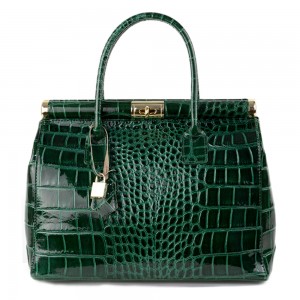 Geanta piele verde lacuita GF1333