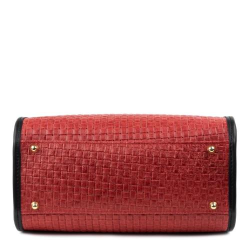 Geanta piele rosie impletita GF1373