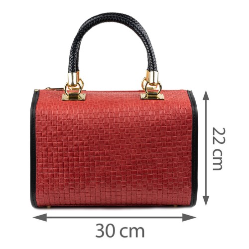 Geanta piele rosie impletita GF1373