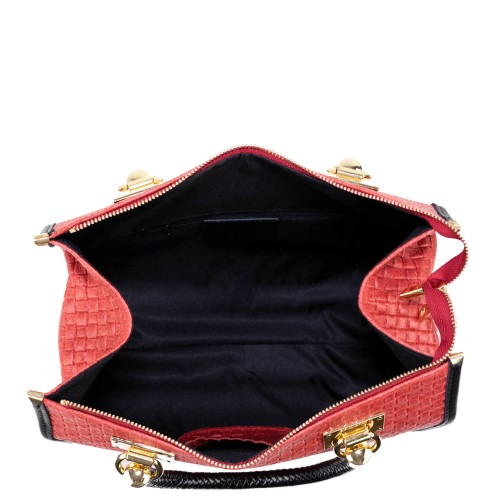 Geanta piele rosie impletita GF1373