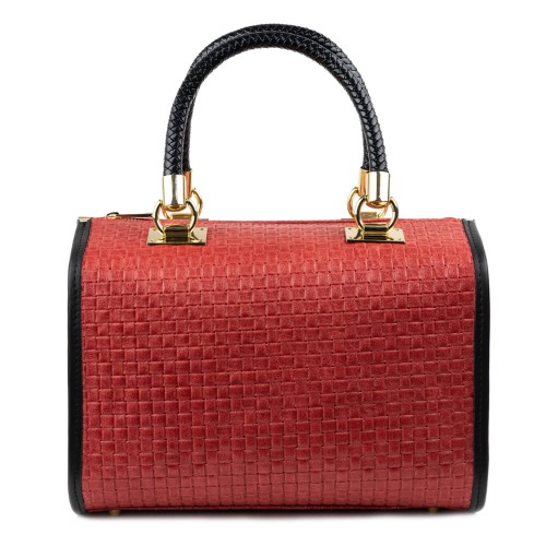 Geanta piele rosie impletita GF1373